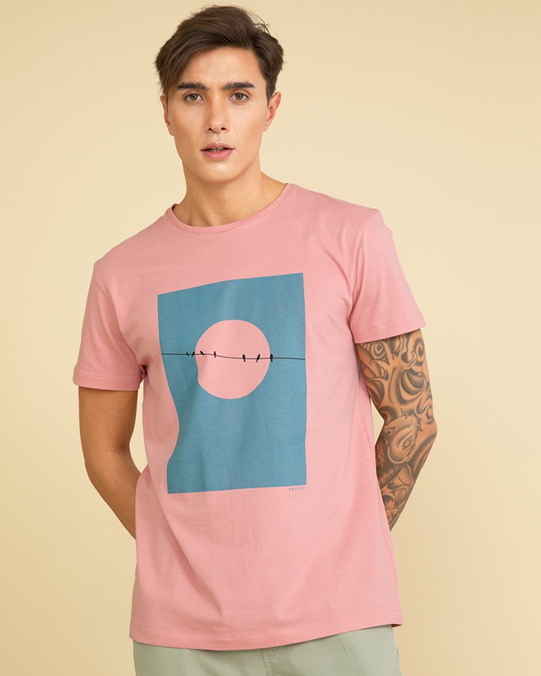 salmon color graphic tee