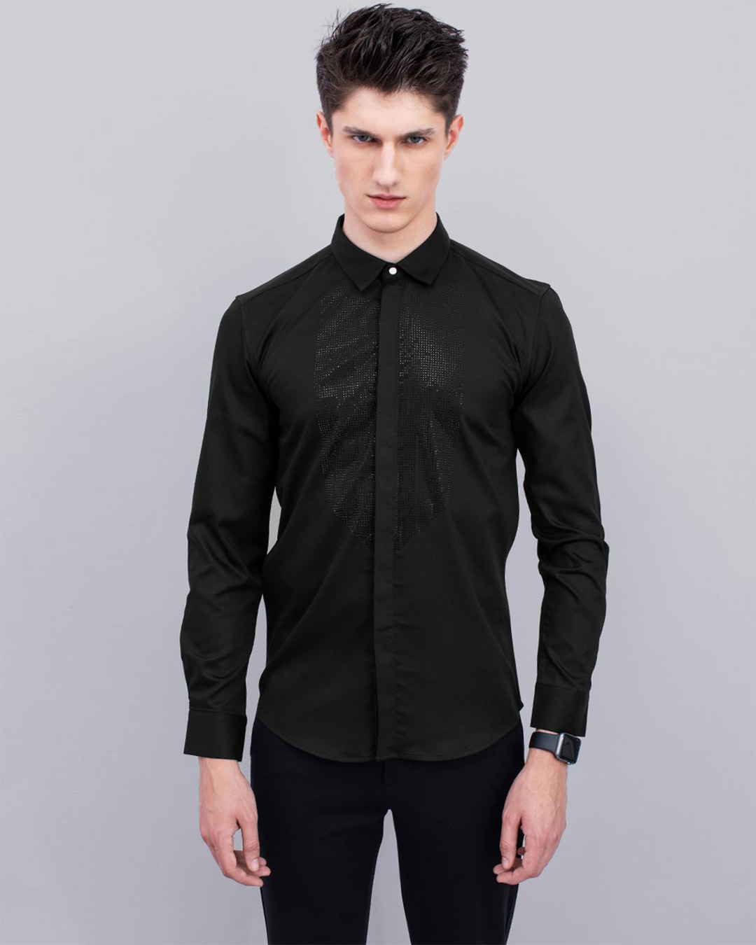 Shop Black Beaded Designer Shirt-Back