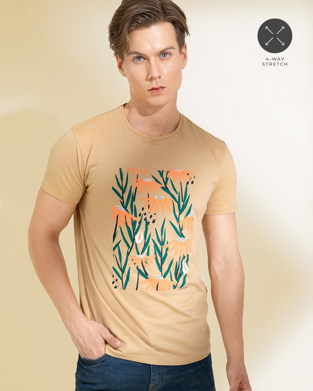 Shop Daffodil Sand Beige Graphic T Shirt-Back