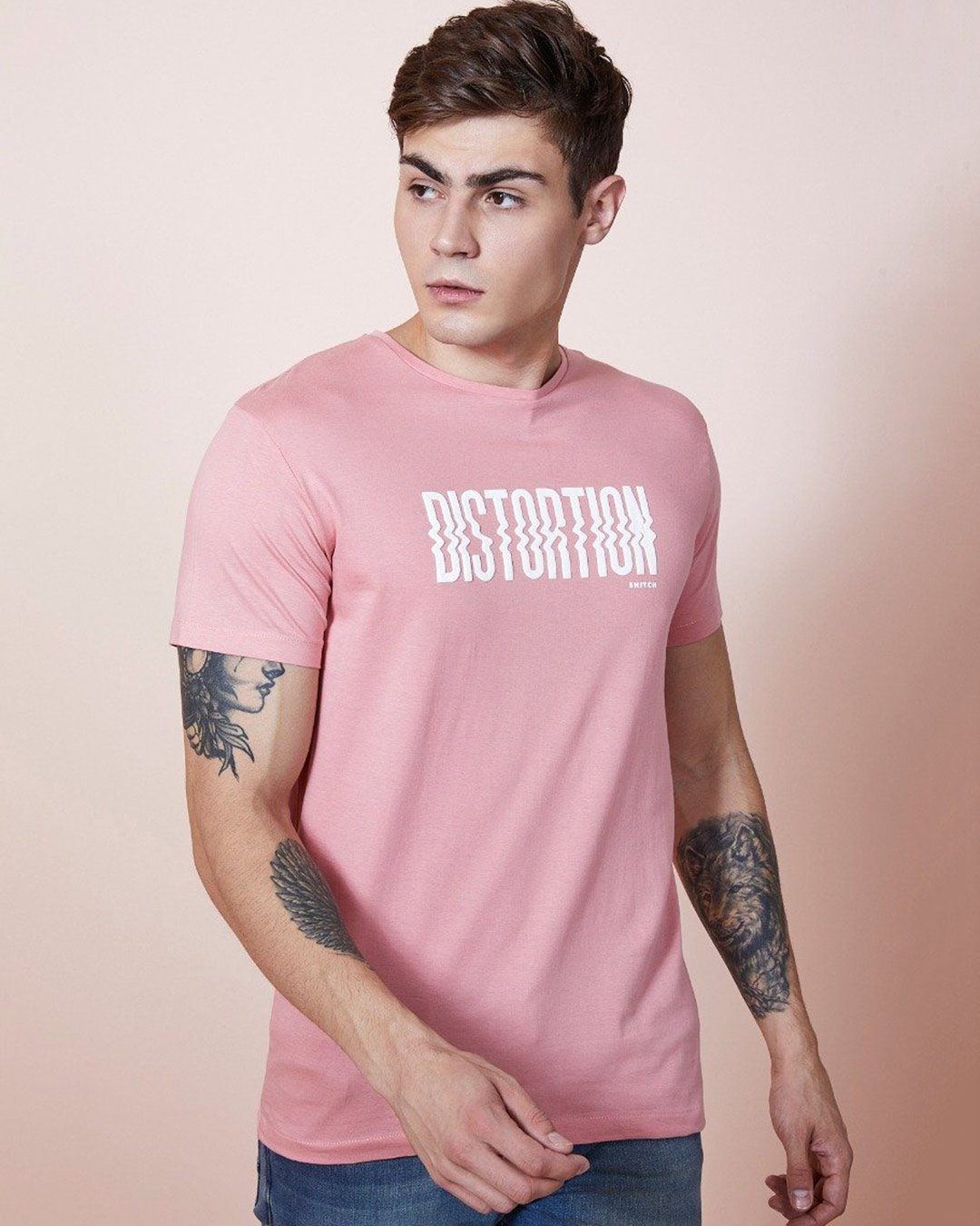 Shop Distortion Pink Graphic T Shirt-Back