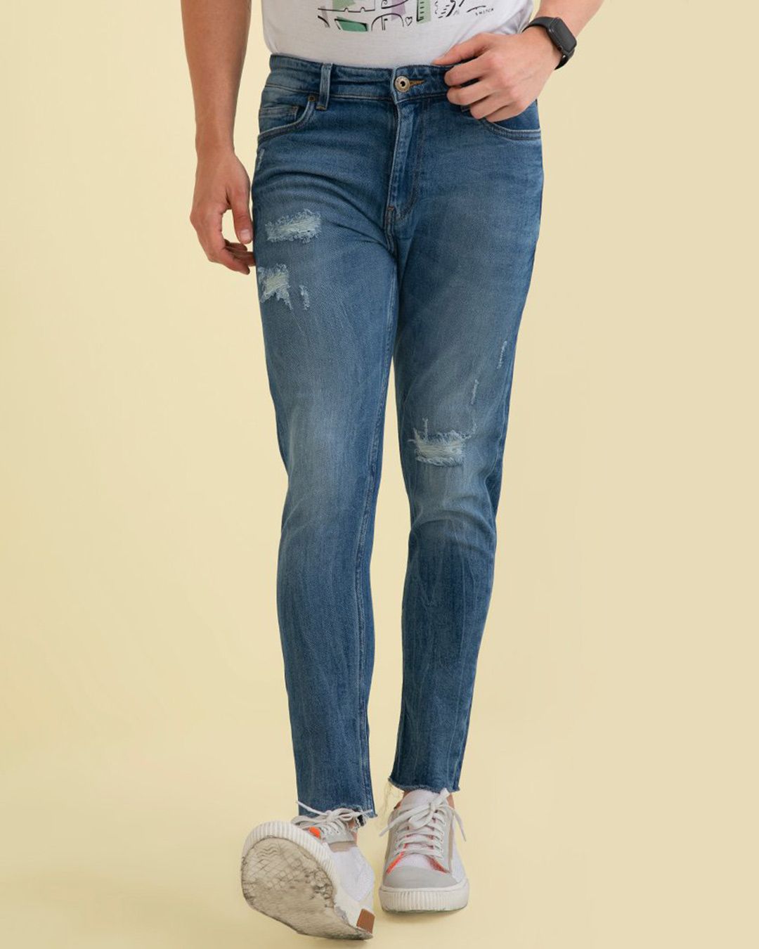 Shop Feisty Washed Blue Denim-Back