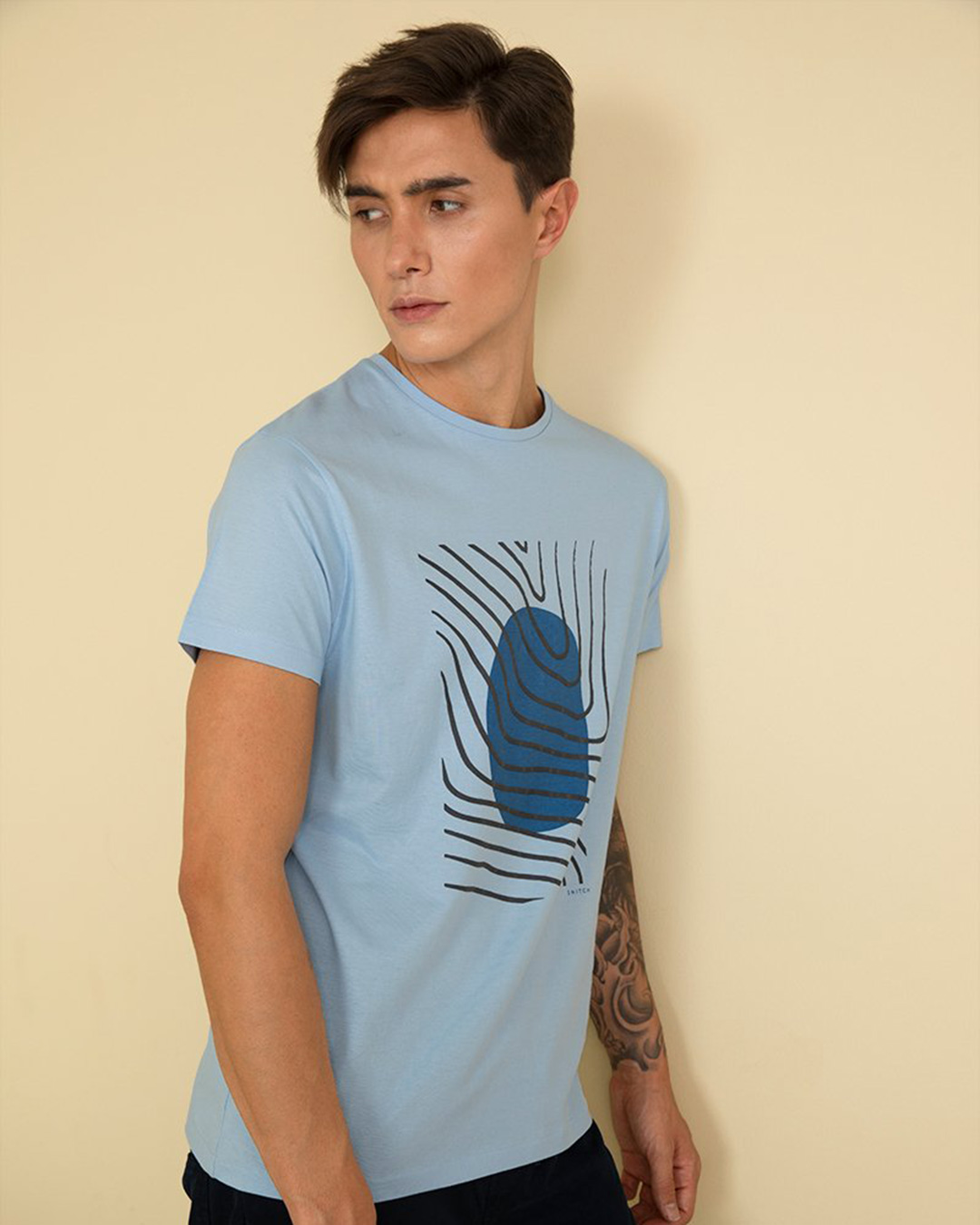 Shop Fingerprint Cool Blue Graphic T Shirt-Back