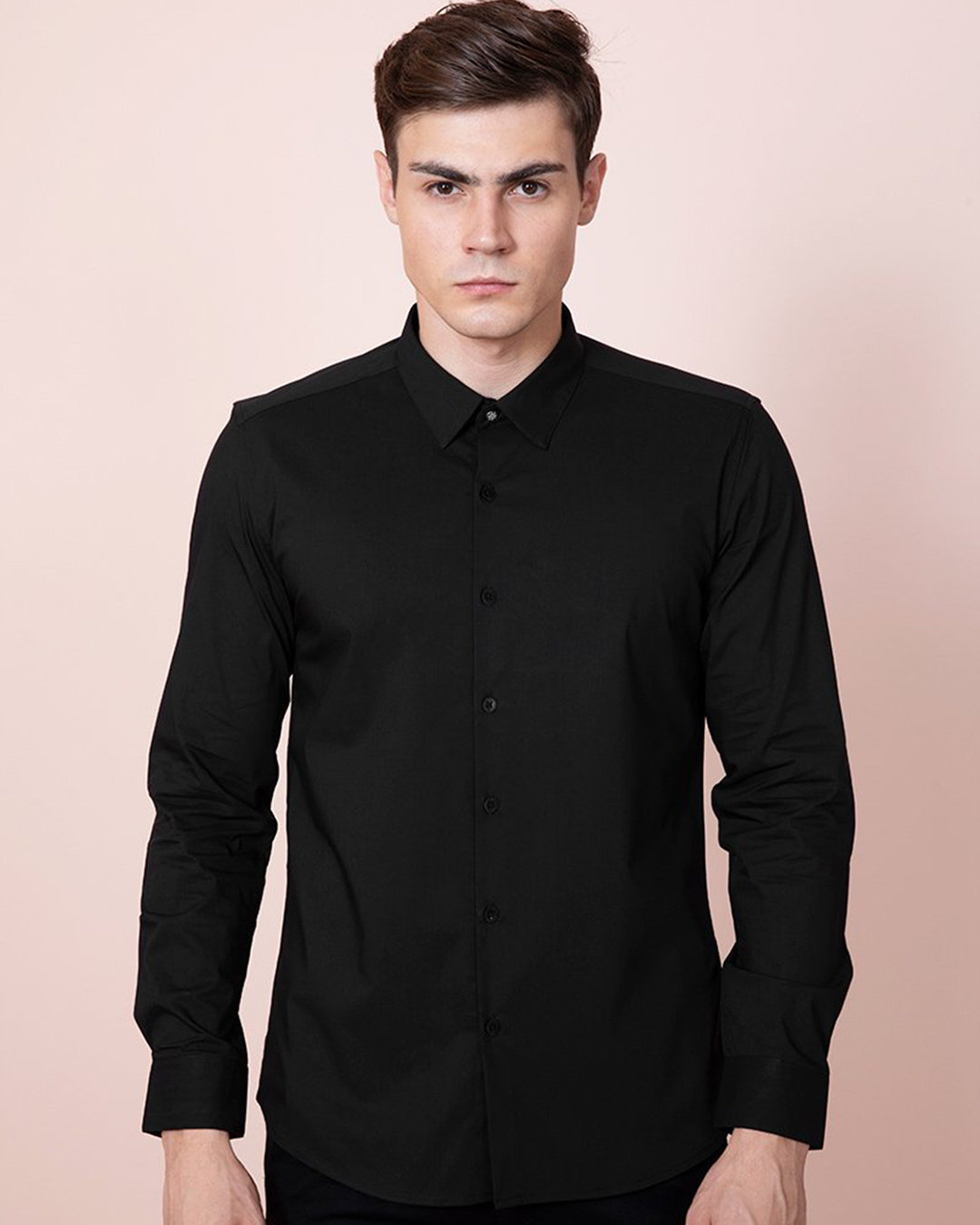 Shop Glimmer Plus Size Black Shirt-Front