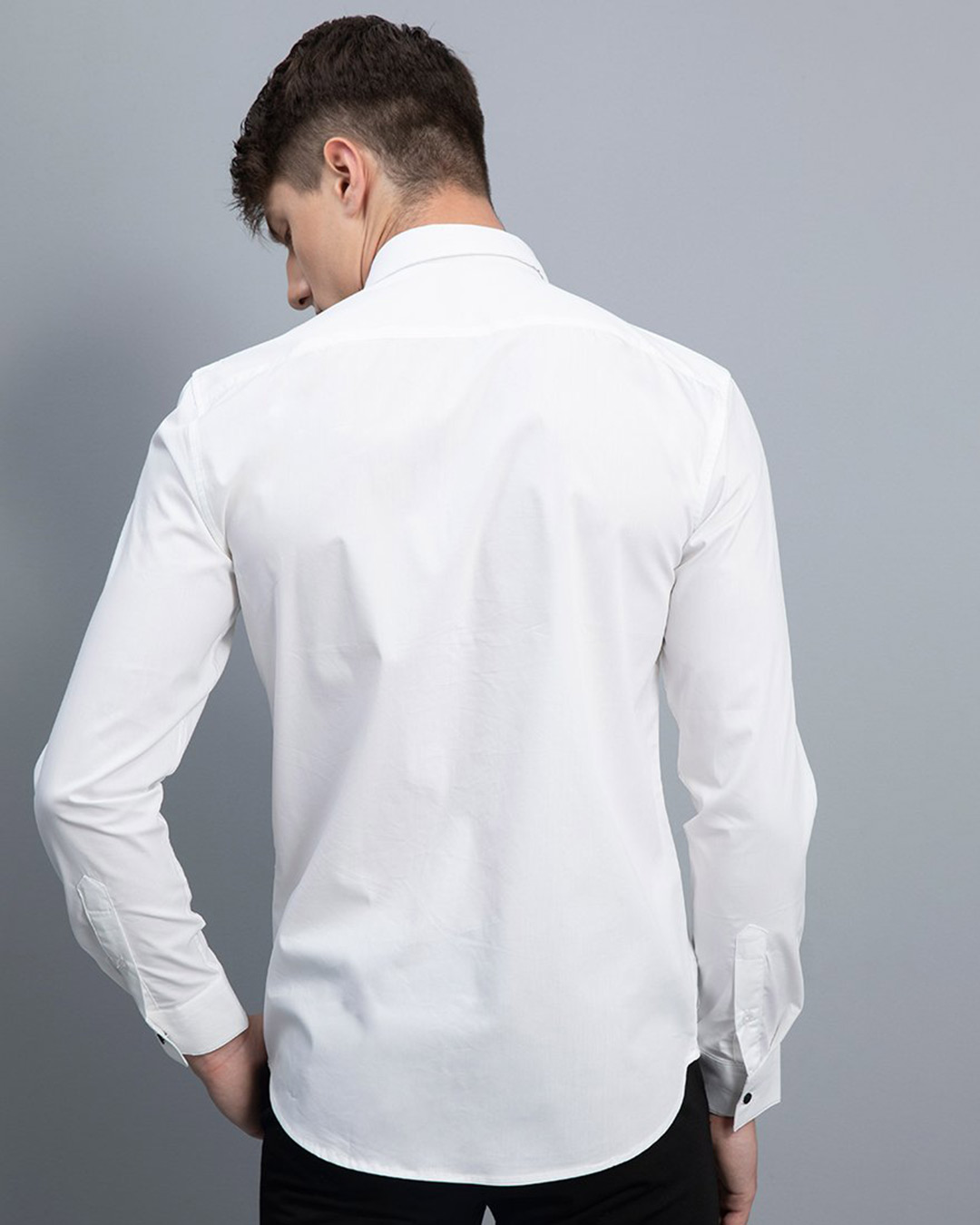 Shop Grandeur White Tuxedo Shirt-Back