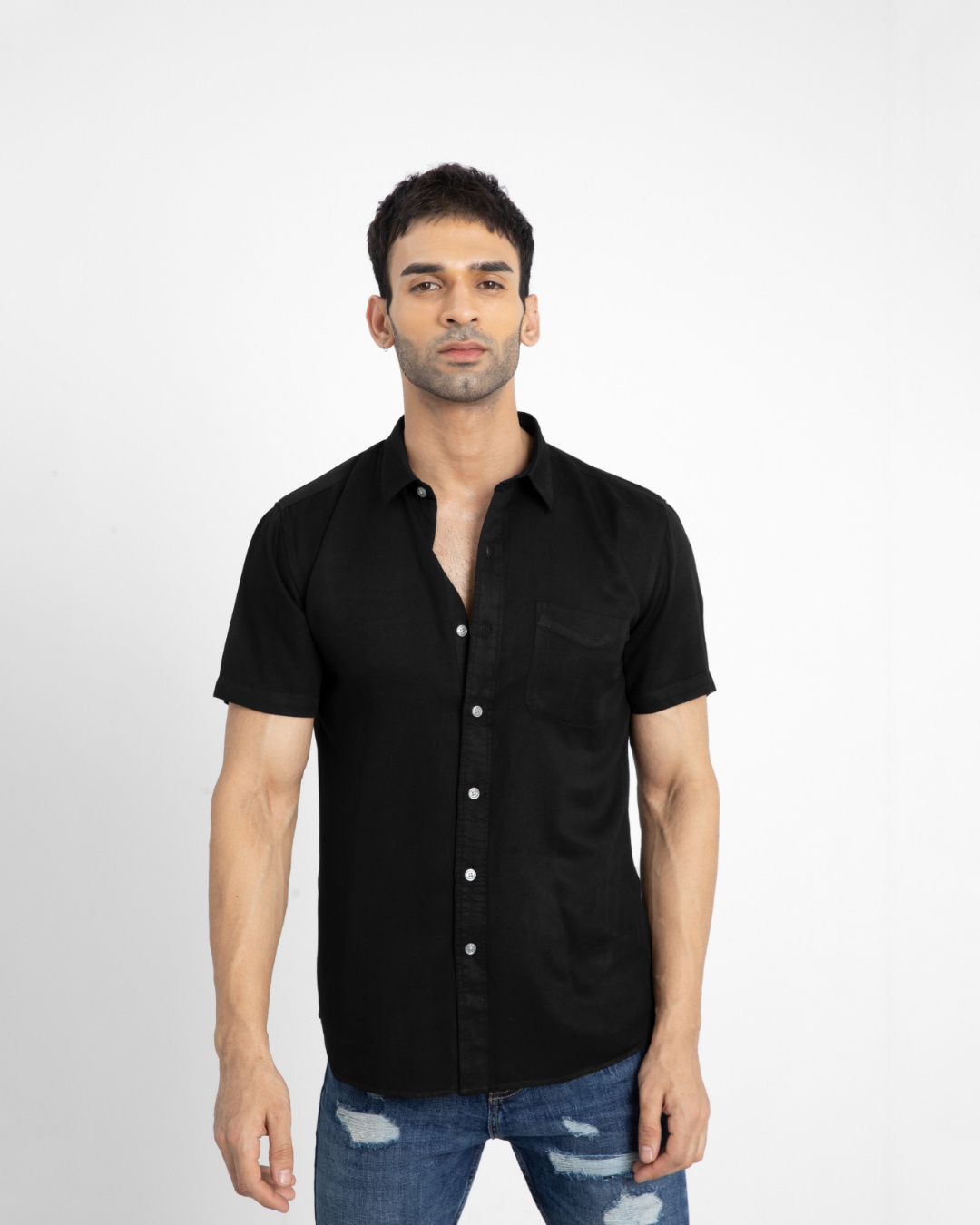 Buy Snitch Men's Black Slim Fit Cotton Blend Shirt Online at Bewakoof