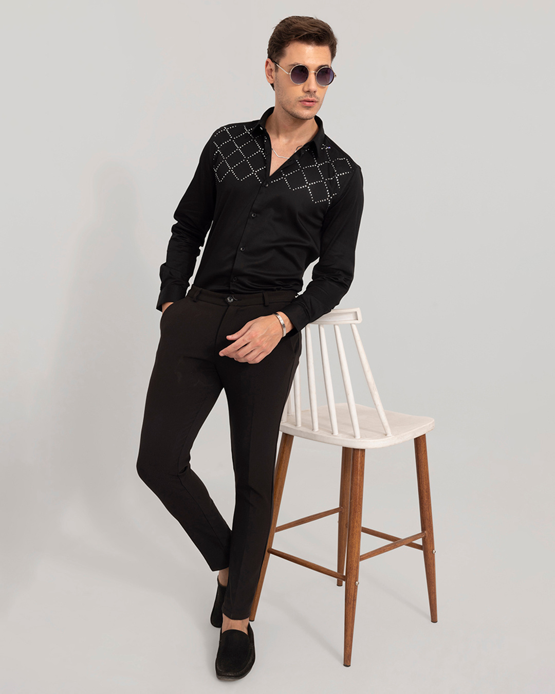 Buy Snitch Tiger Black Satin Mandarin Collar Shirt Online at Bewakoof