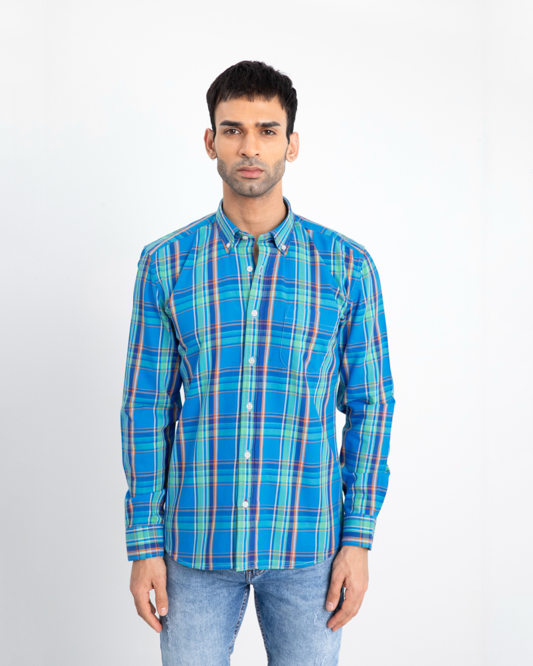 Buy Snitch Men's Blue Checked Slim Fit Shirt for Men Blue Online at ...