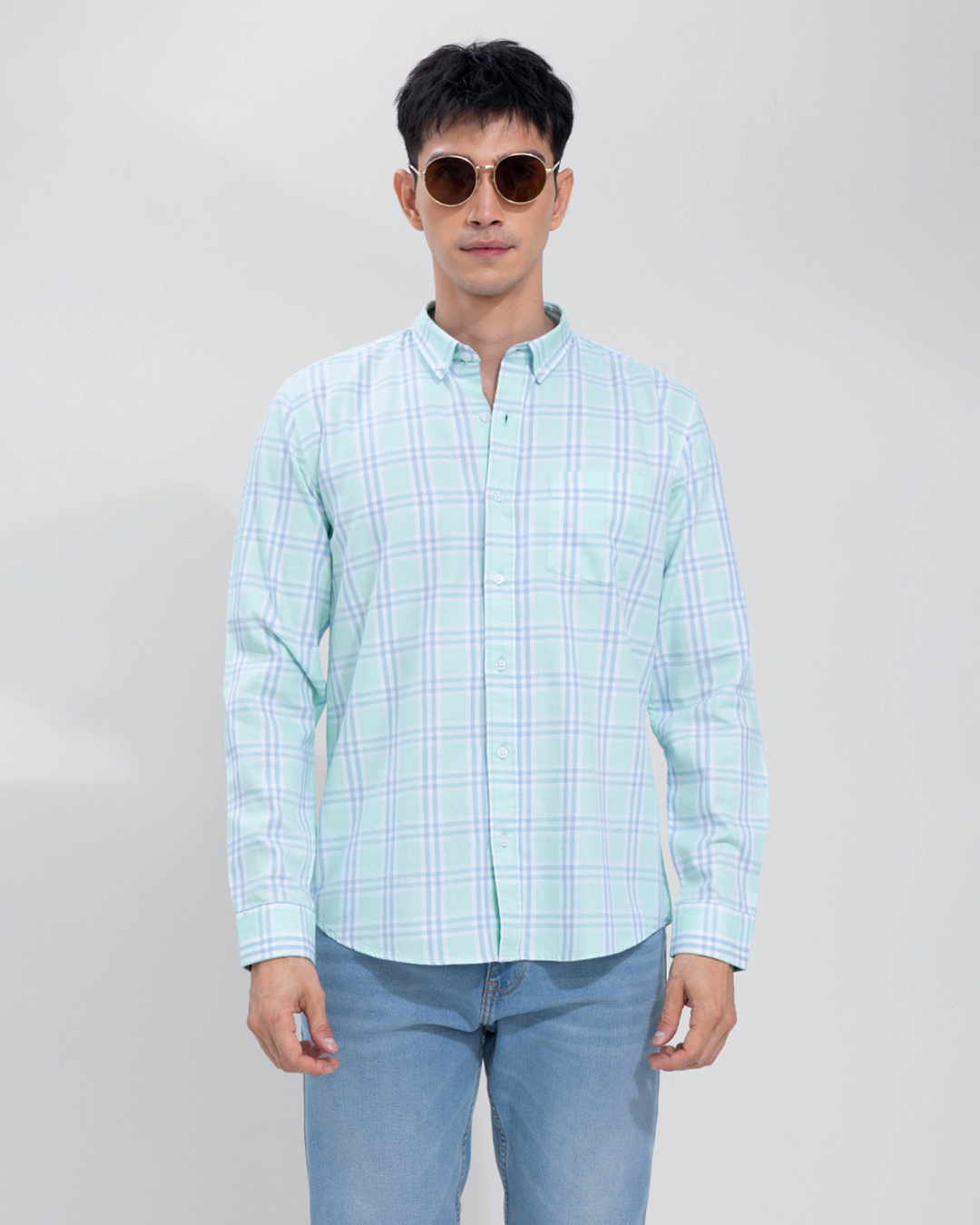 Shop Men's Blue Legacy Checked Slim Fit Shirt-Back