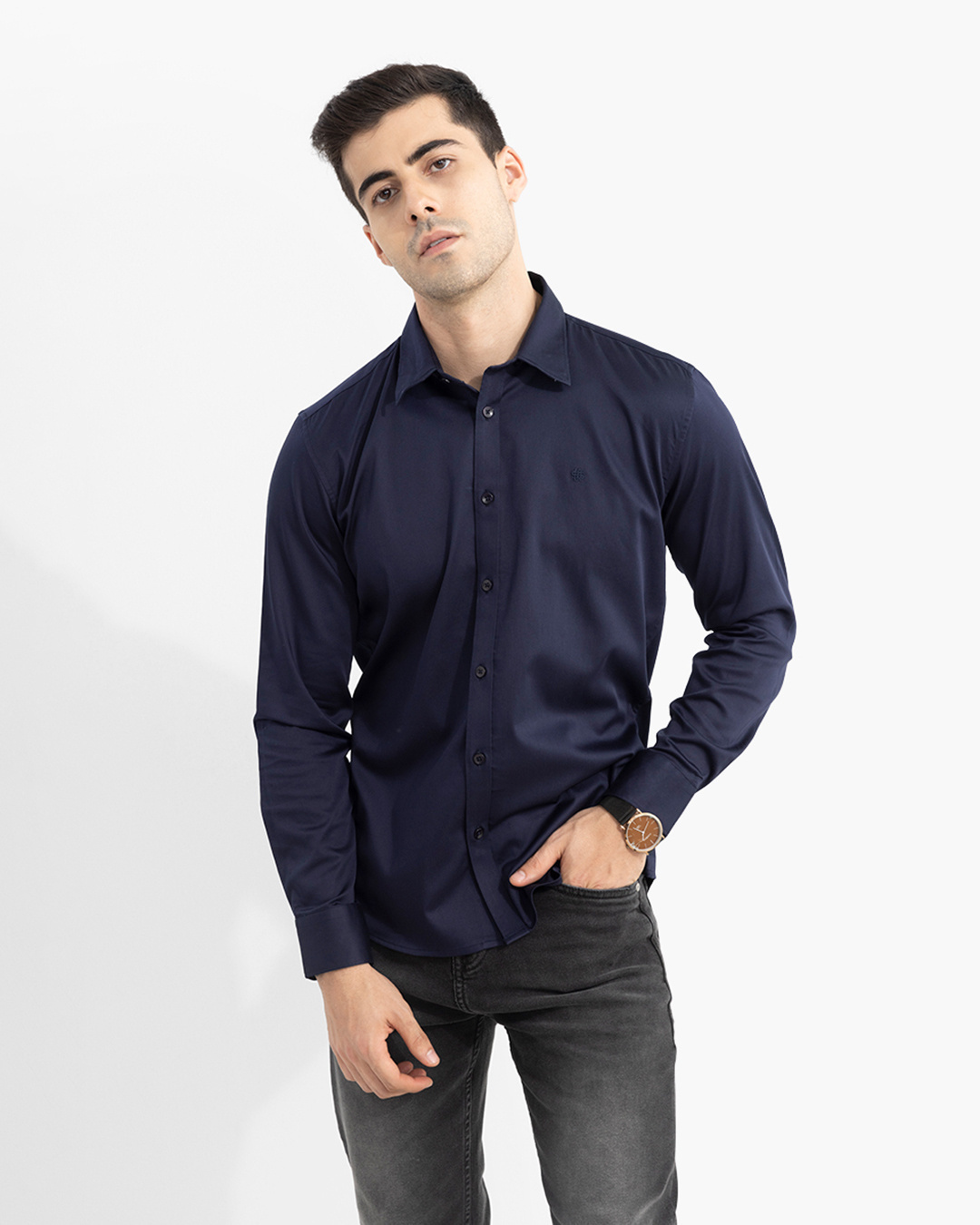 Buy Snitch Men's Blue On Loop Slim Fit Shirt for Men Blue Online at ...