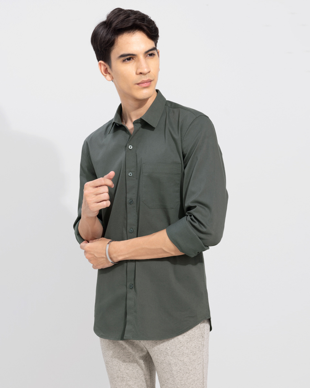 Buy Snitch Men's Green Gleam Slim Fit Shirt Online at Bewakoof