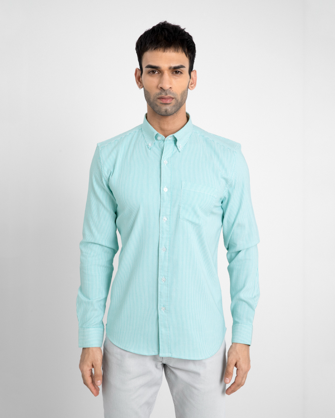 Buy Snitch Men's Green Striped Slim Fit Shirt for Men Green Online at ...