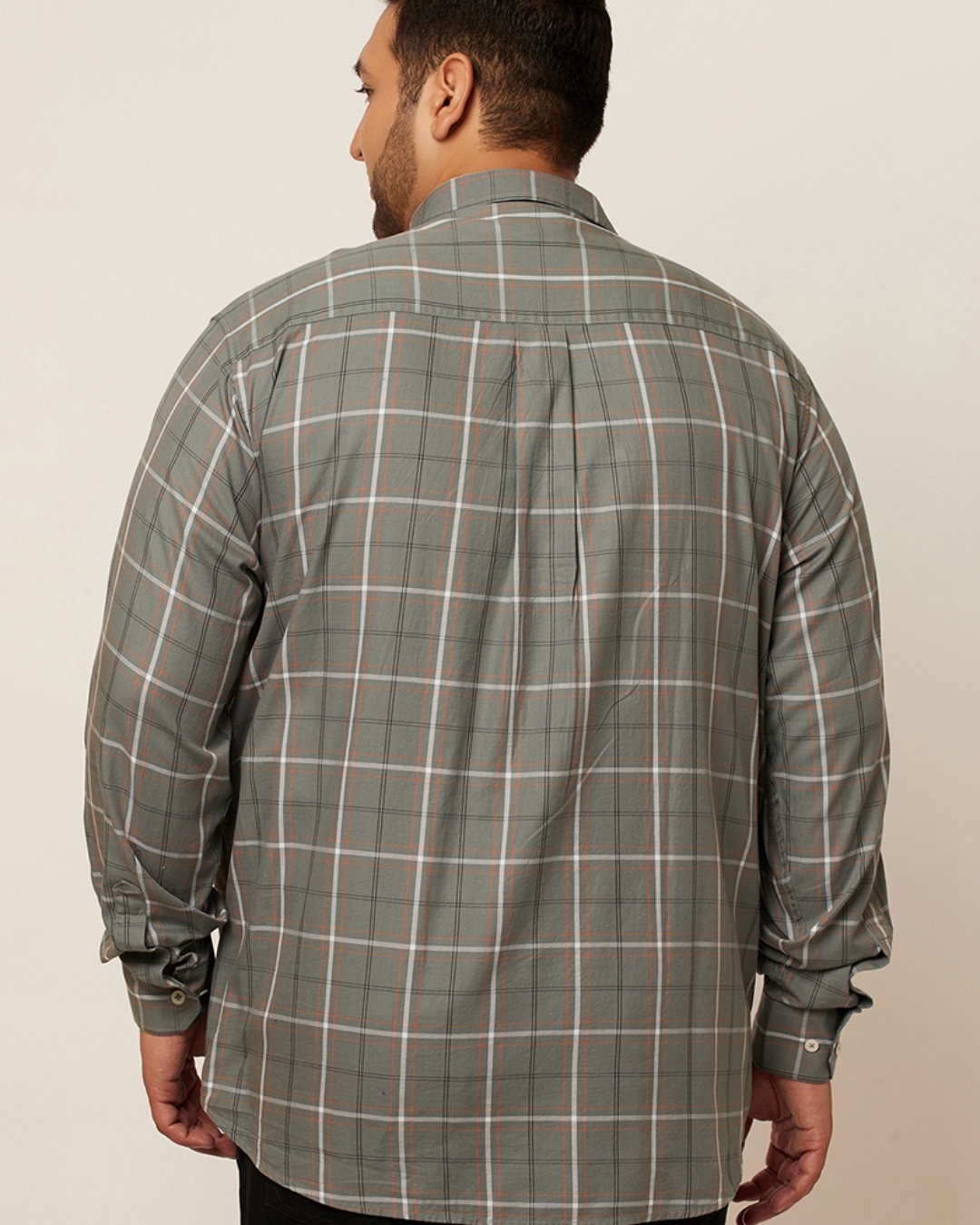 Shop Men's Grey Checked Slim Fit Shirt-Back