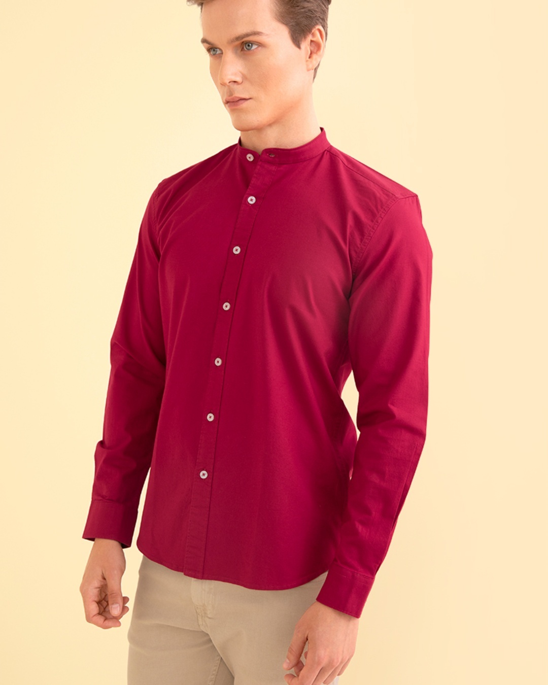 Shop Men's Oxford Red Slim Fit Shirt-Back