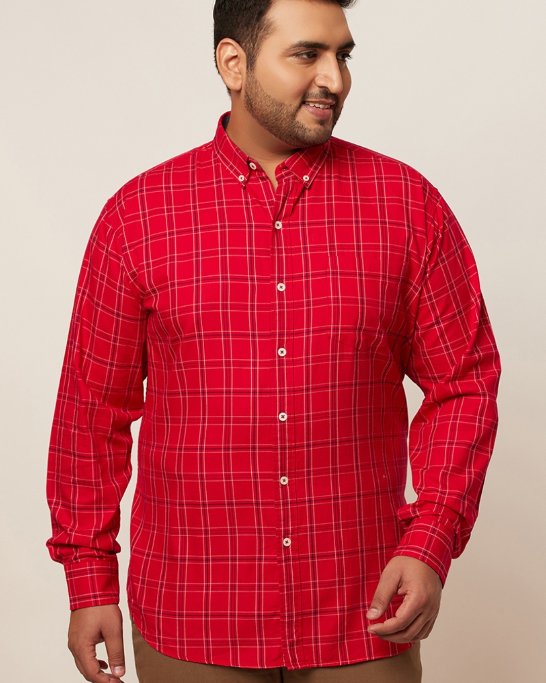 Shop Men's Red Checked Slim Fit Shirt-Back