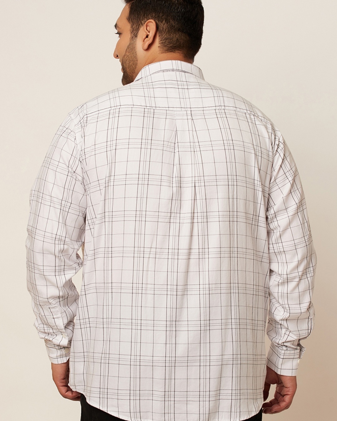 Shop Men's White Checked Slim Fit Shirt-Back