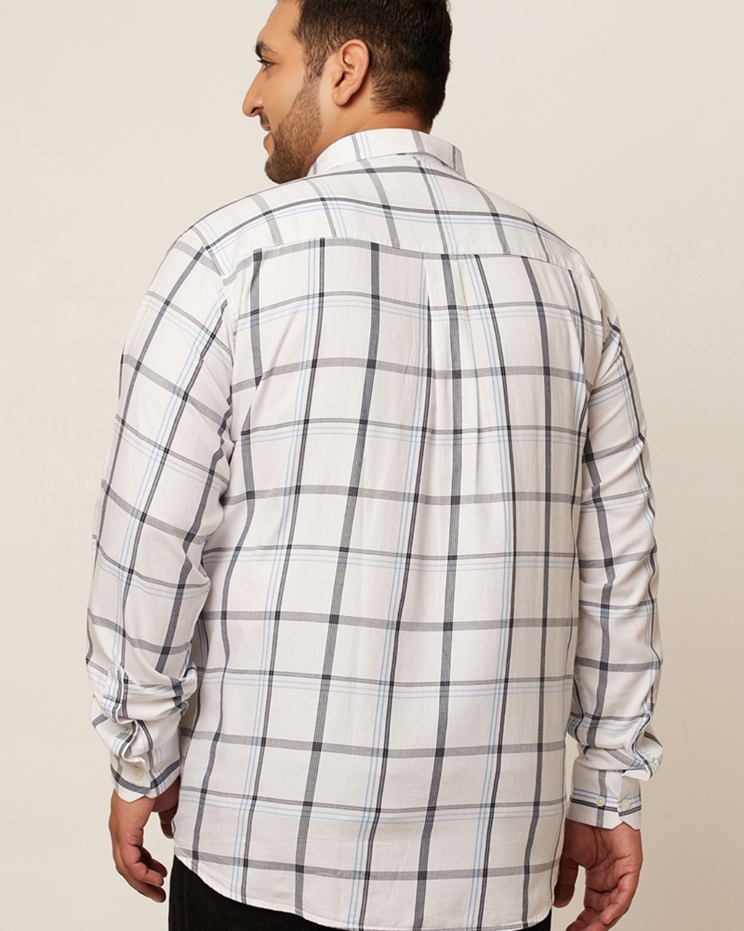 Shop Men's White Checked Slim Fit Shirt-Back