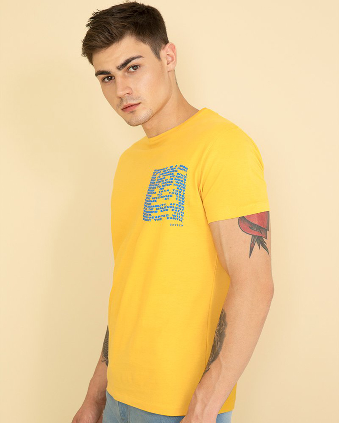 Shop Pocket Yellow Graphic T Shirt-Back
