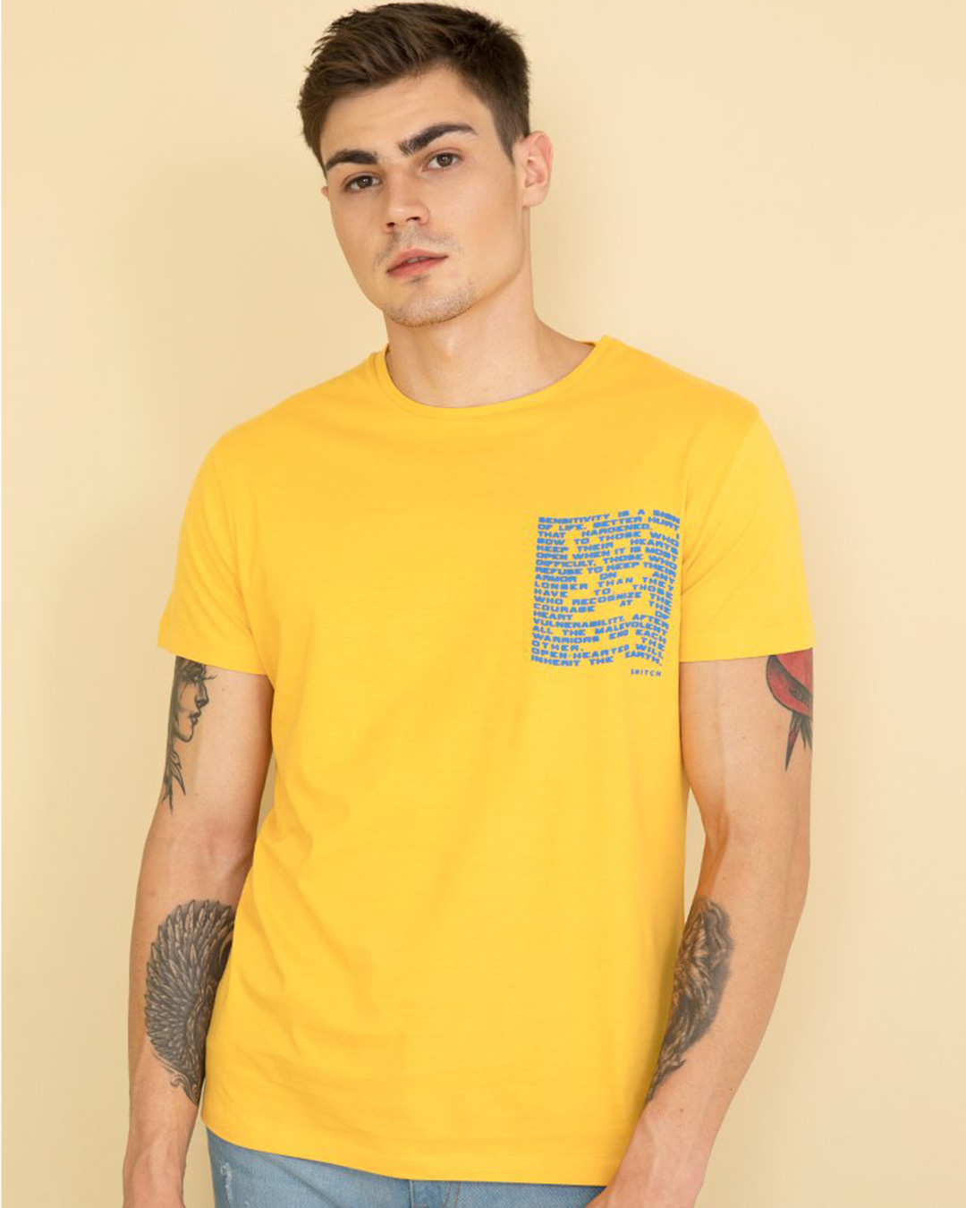 yellow graphic tee