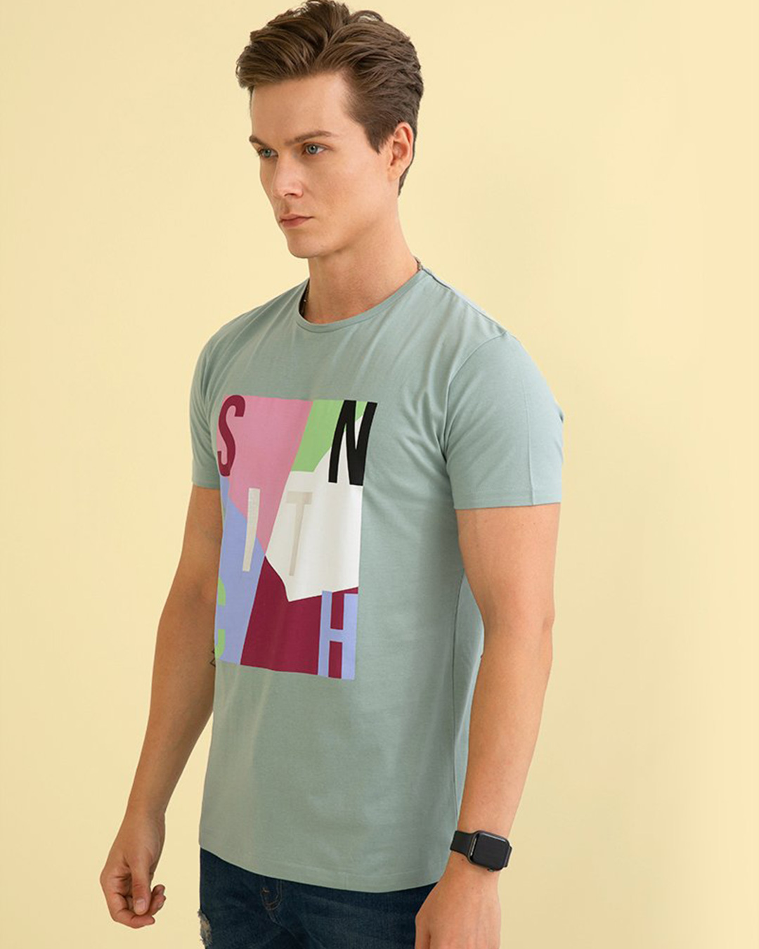 Shop Teal Green Graphic T Shirt-Back