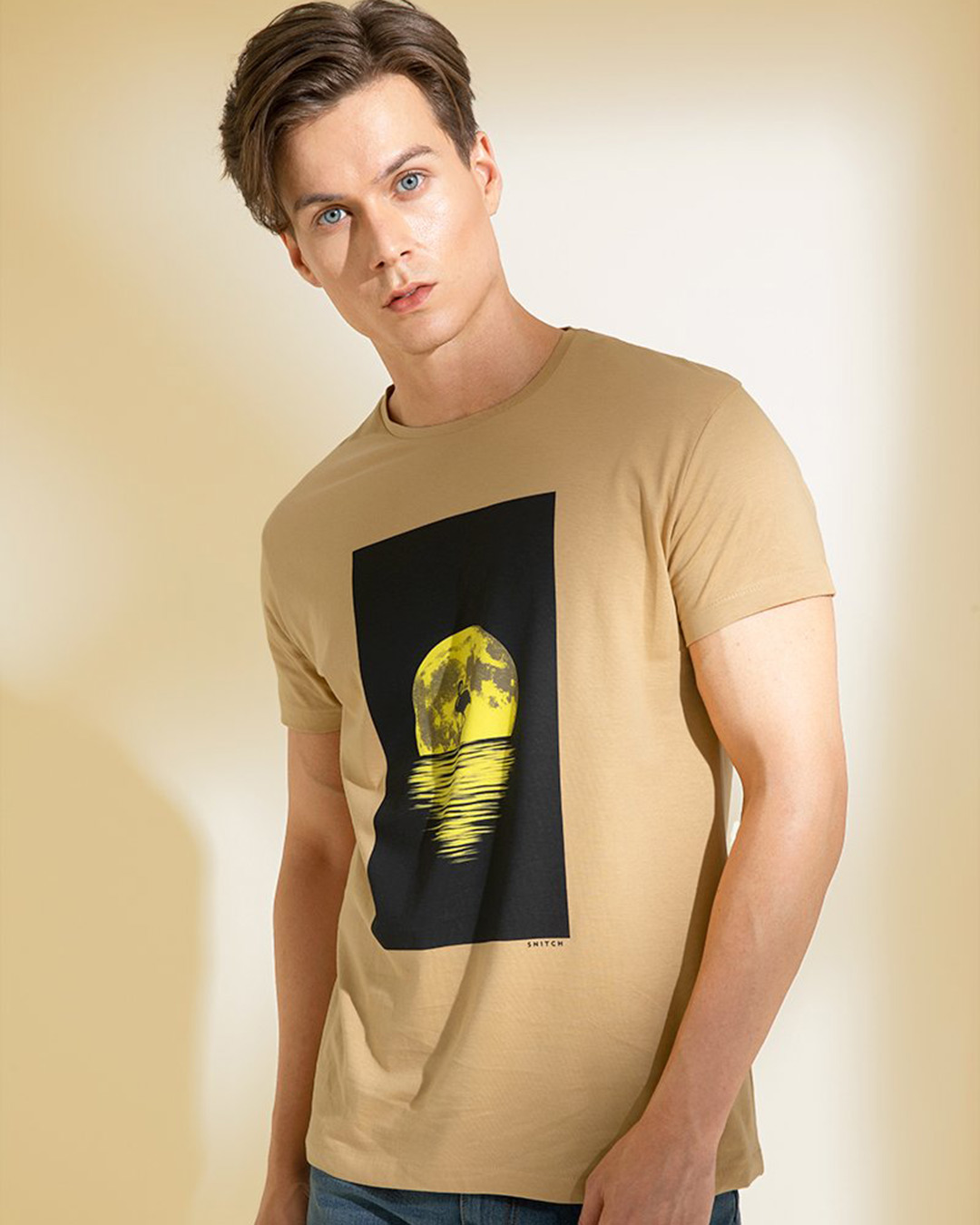 Shop Sunset Sand Brown Graphic T Shirt-Back
