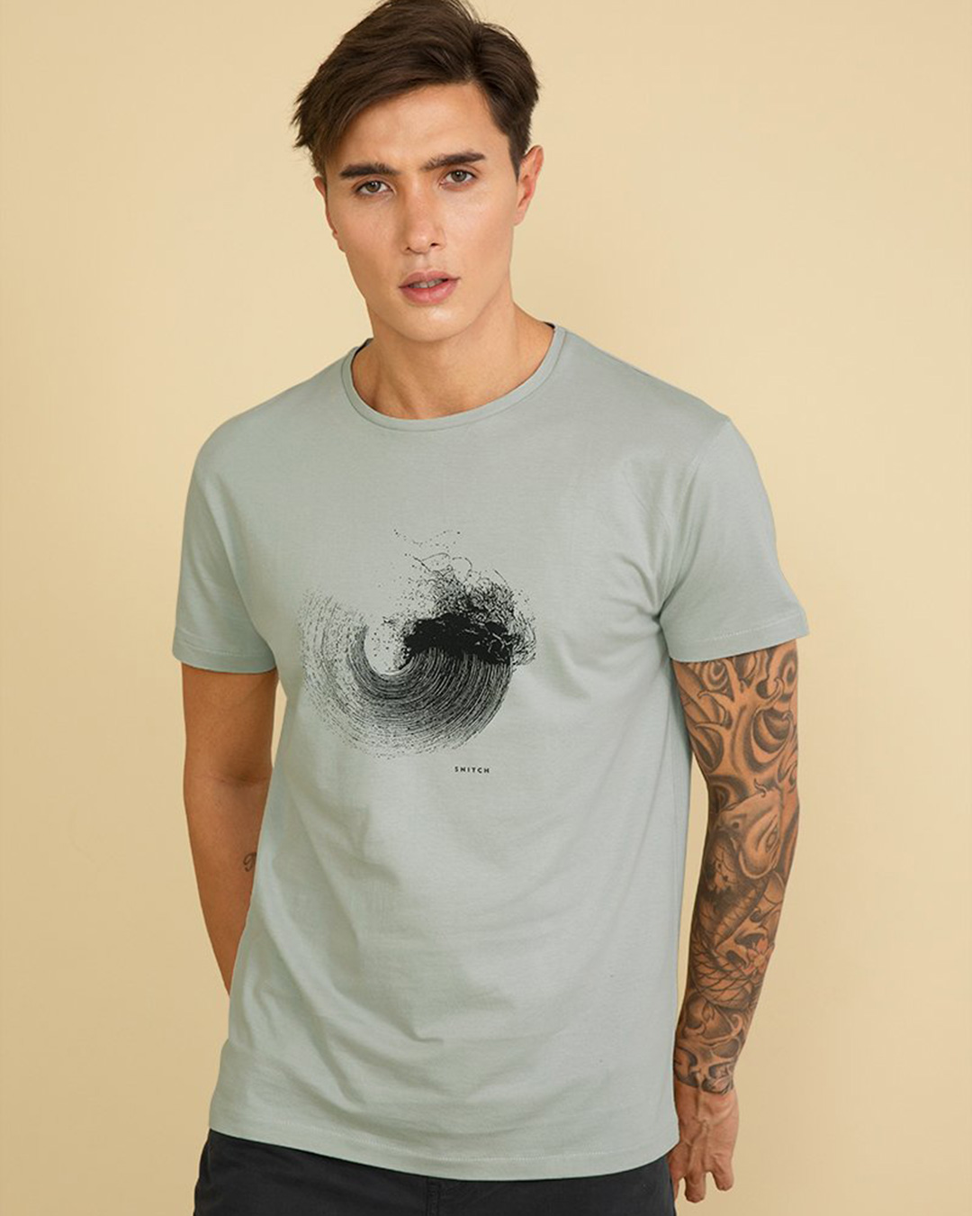 Shop Swirl Mist Green Graphic T Shirt-Back