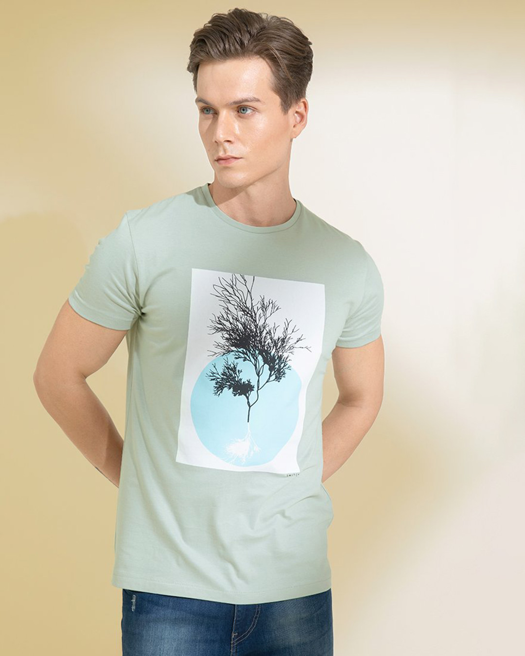 Shop Tree Grey Graphic T Shirt-Back