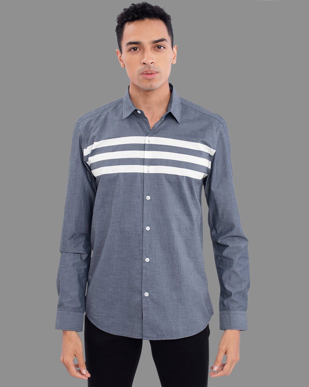 Shop Triad Grey Stripe Shirt-Back