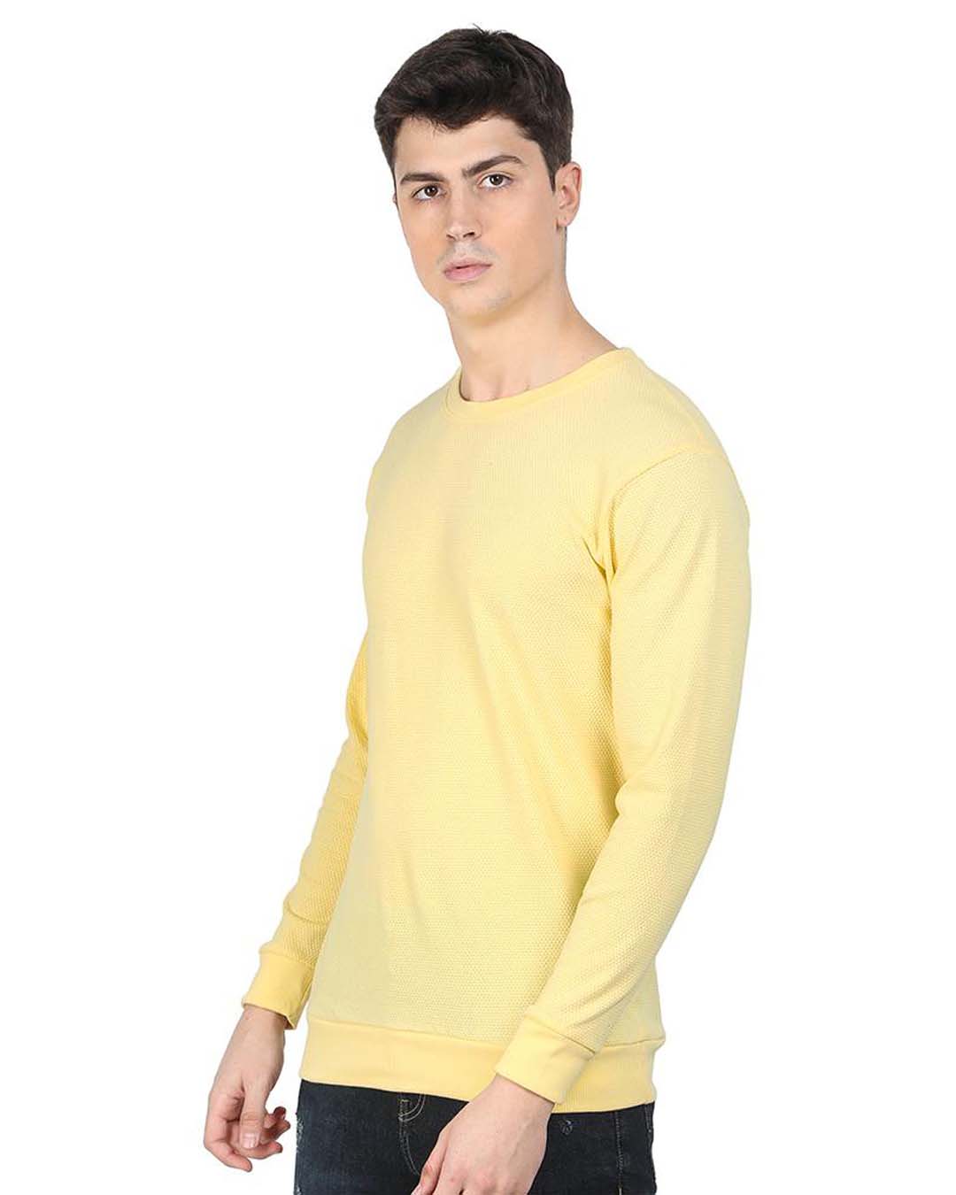 Shop Yellow Popcorn Full Sleeve Cotton T Shirt-Back
