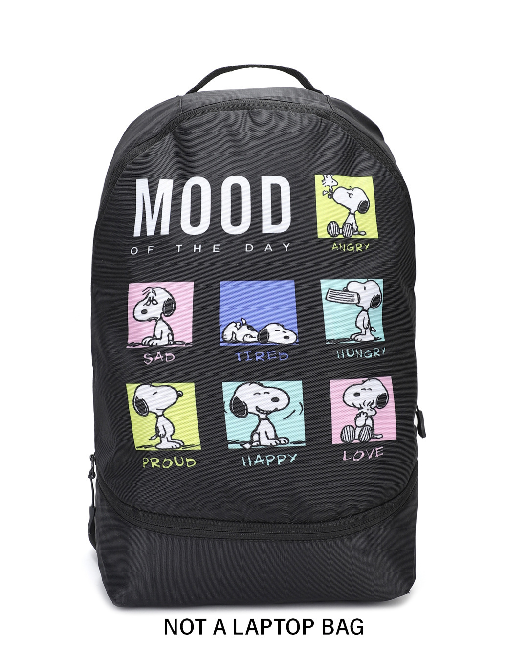Shop Unisex Black Snoopy Moods Small Backpack-Back