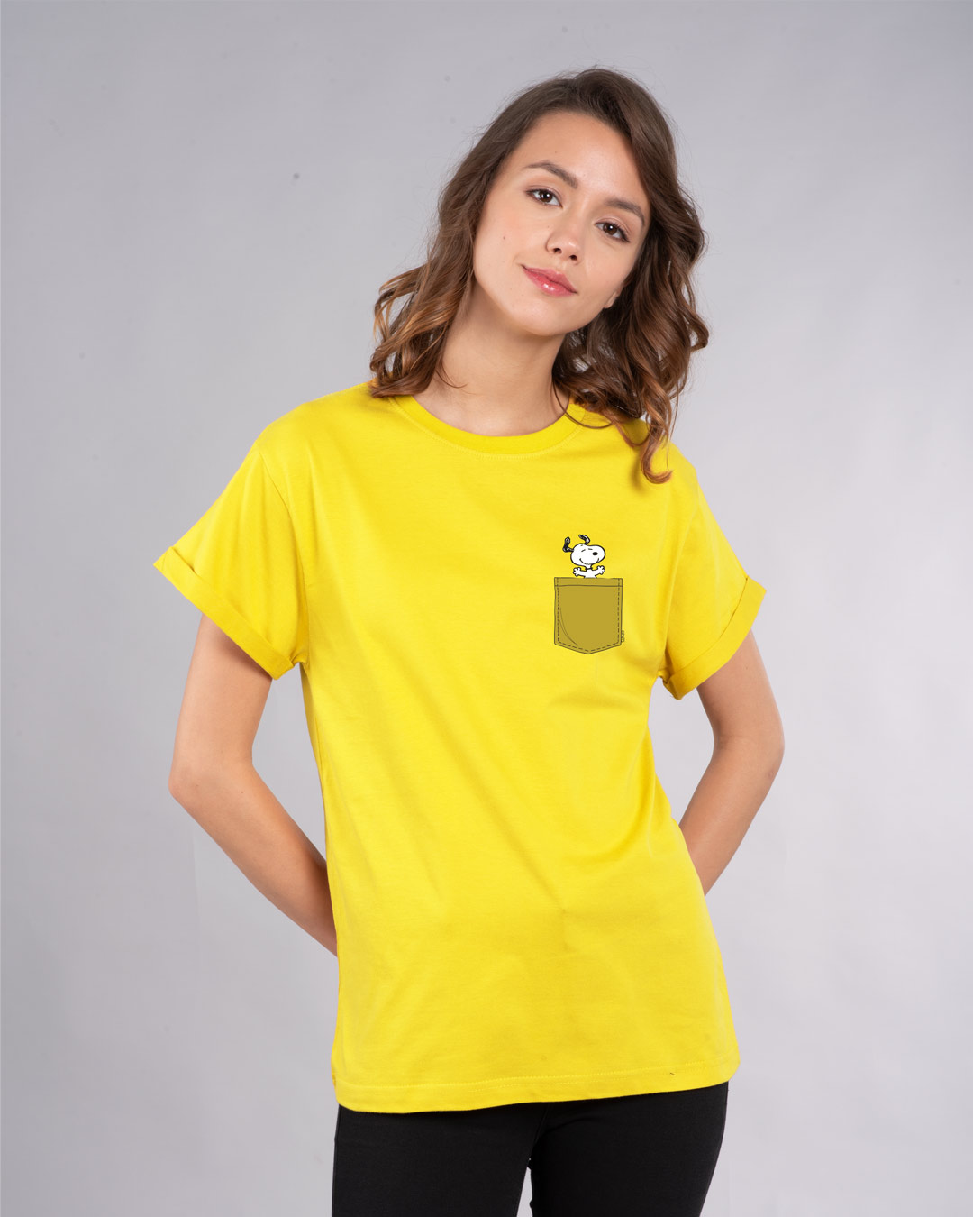Shop Snoopy Pocket Boyfriend T-Shirt-Back