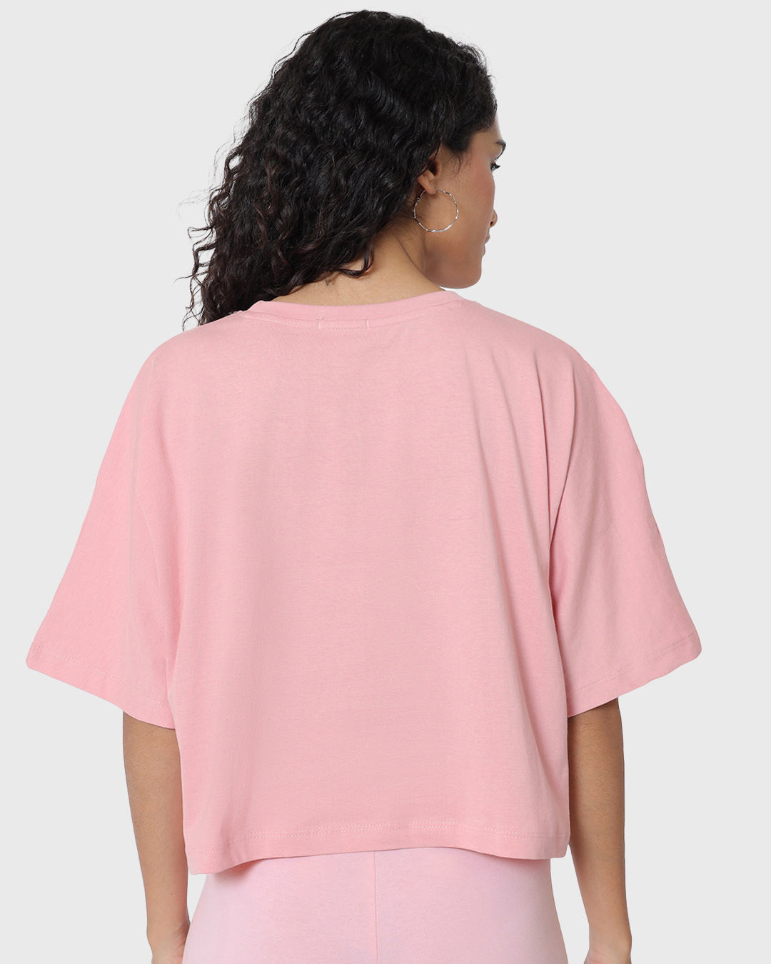 Shop Women's Pink Snoopy Squad Graphic Printed Oversized Short Top-Back