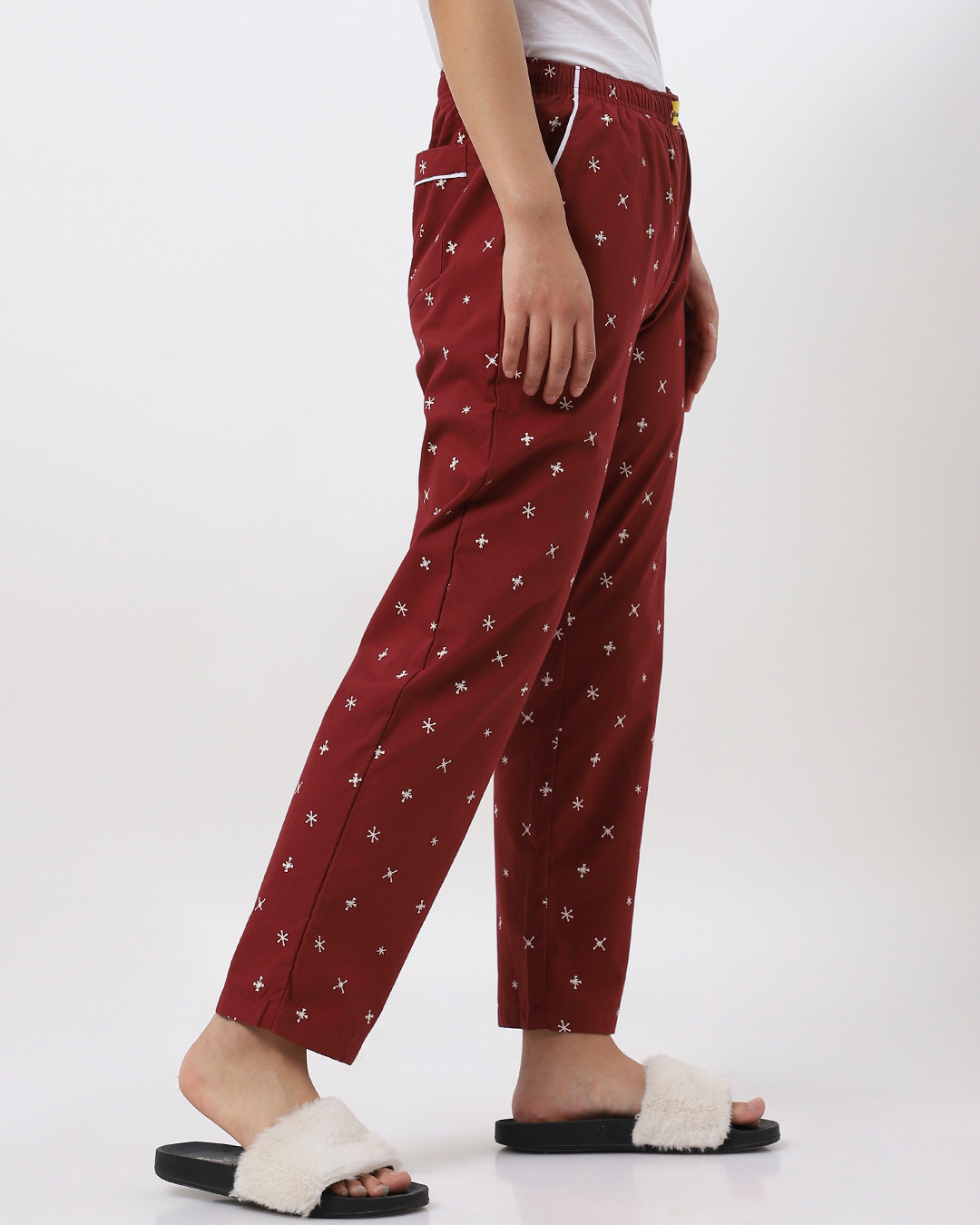Shop Women's Red Snowflakes AOP Pyjamas-Back