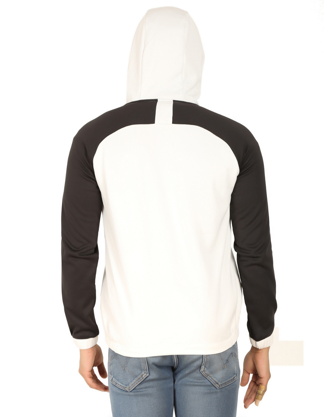 Shop Classic Black And White Italian Fleece Hoodie Jacket-Back