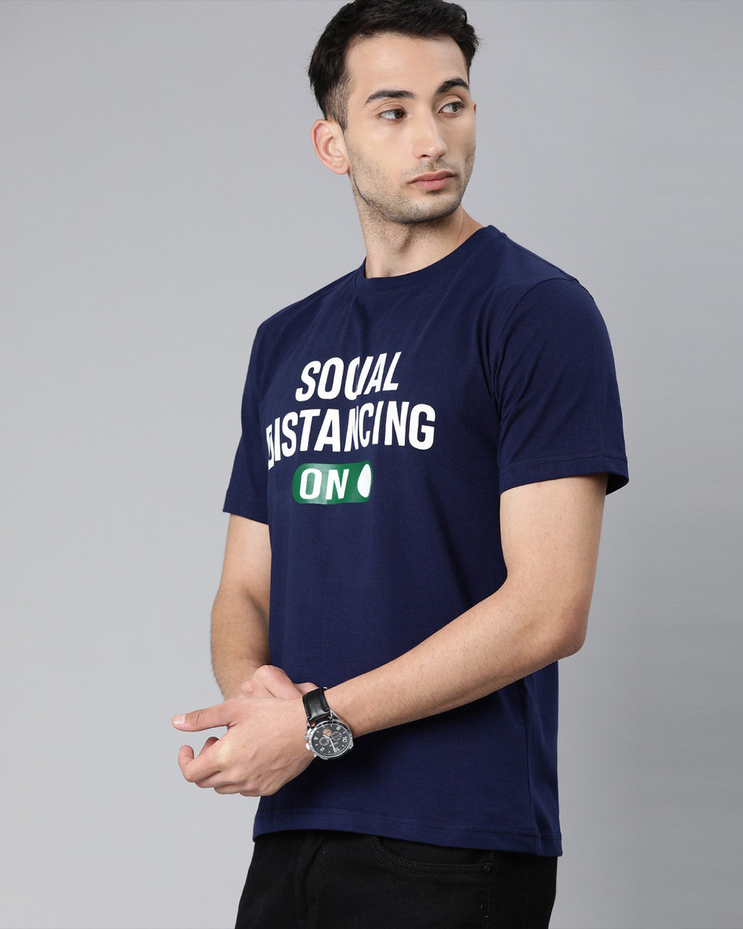 Shop Social Distancing On Half Sleeve T-shirt For Men's-Back