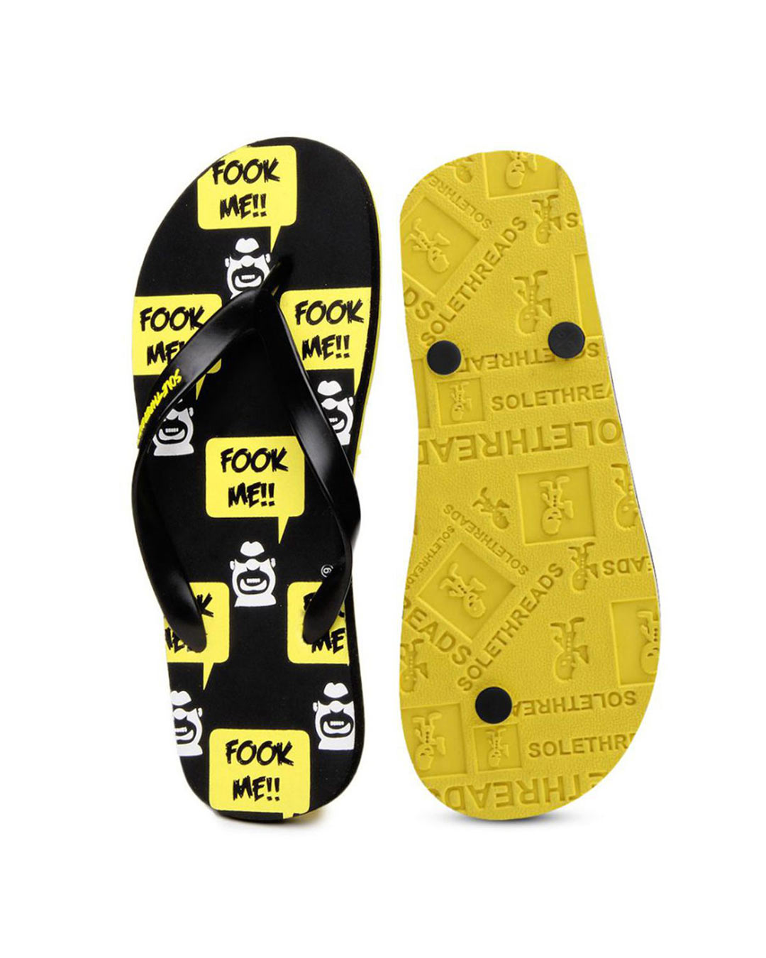 Shop Fooker Black & Yellow Men's Flip Flop-Back