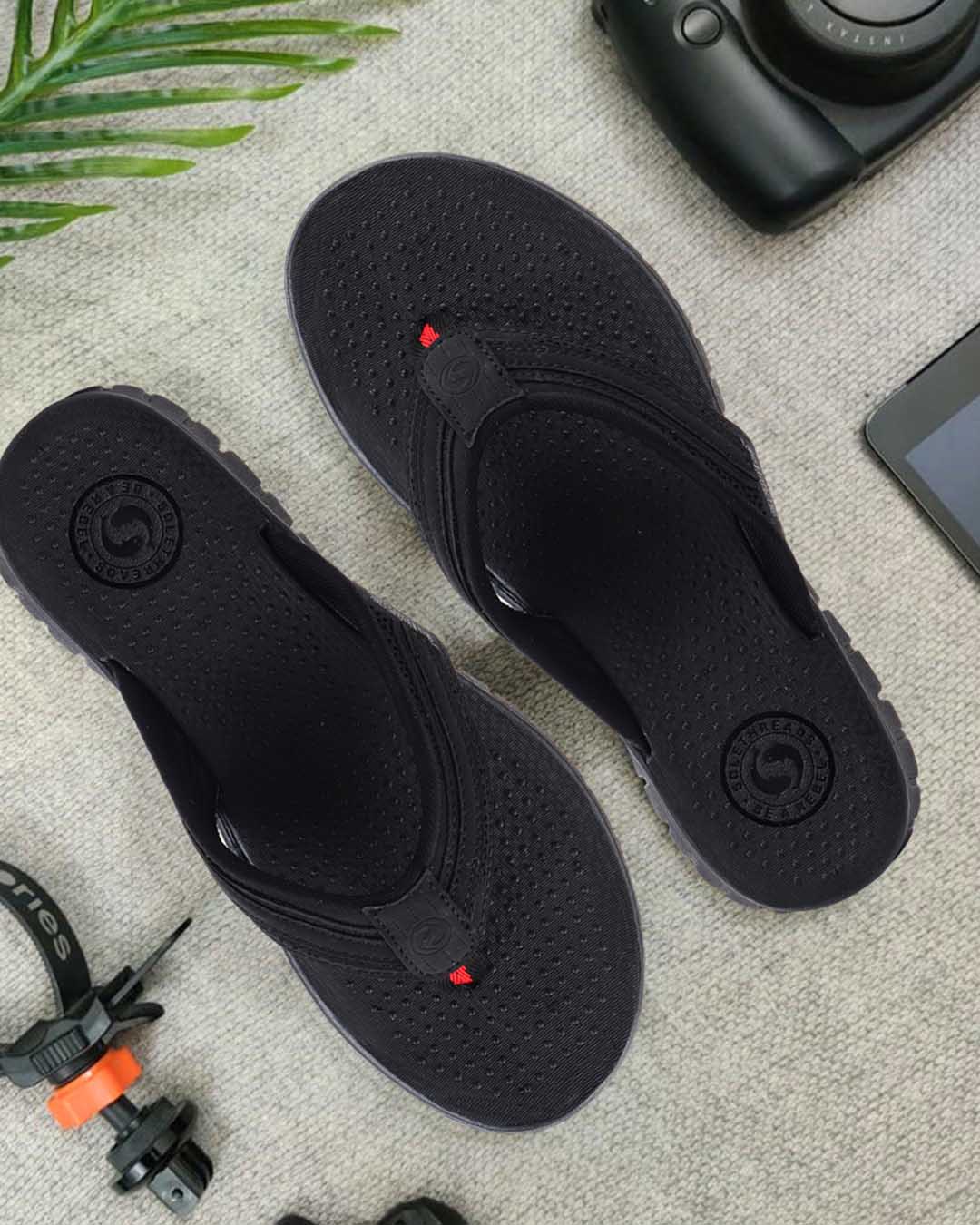 Buy Solethreads Cole - Black Flip Flops For Men Online in India at Bewakoof