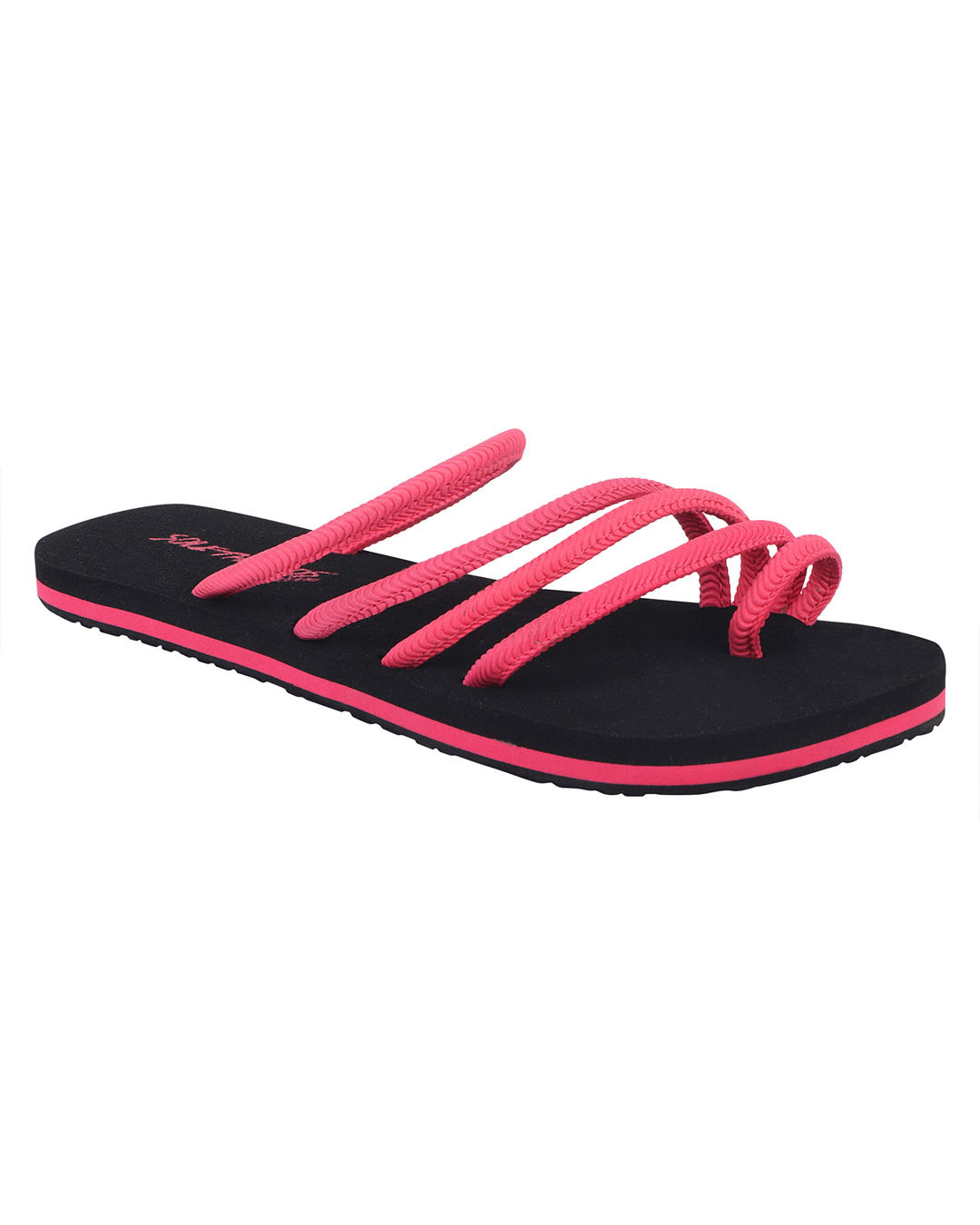 Shop Olivia   Blk/Pink Flip Flops For Women-Back