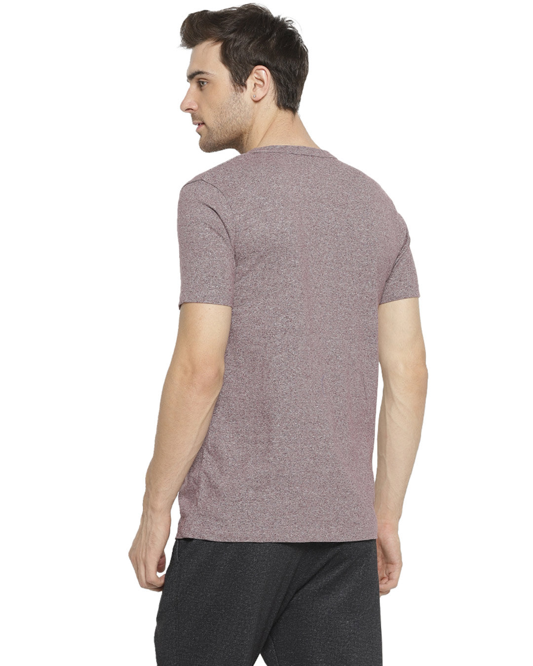 Shop Solid Men's Henley Light Purple T-Shirt-Back
