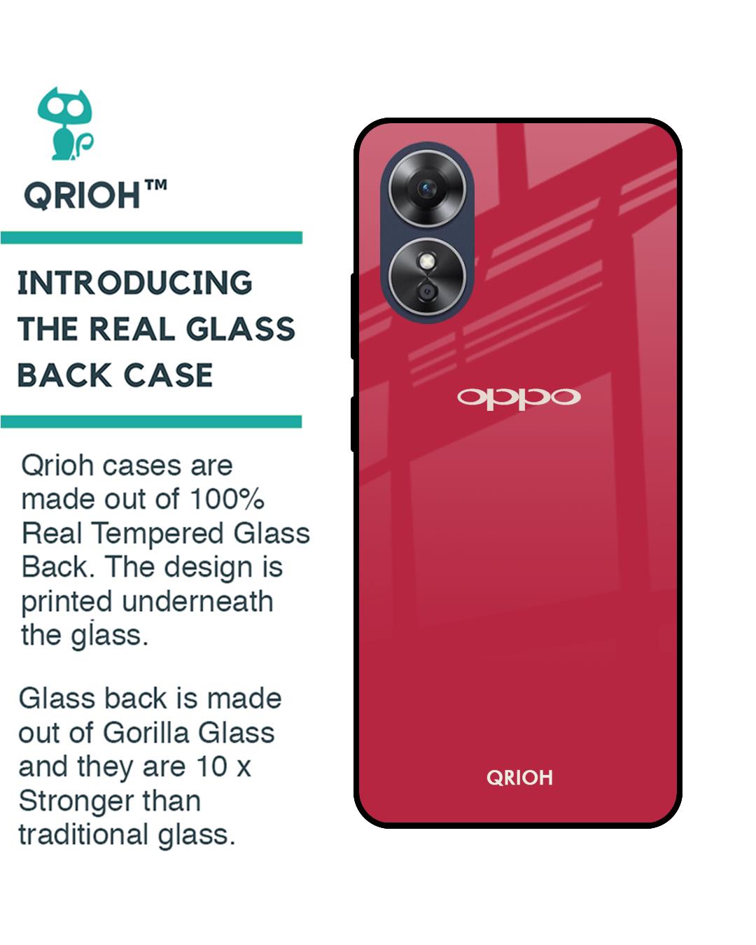 Shop Solo Maroon Premium Glass case for OPPO A17 (Shock Proof,Scratch Resistant)-Back