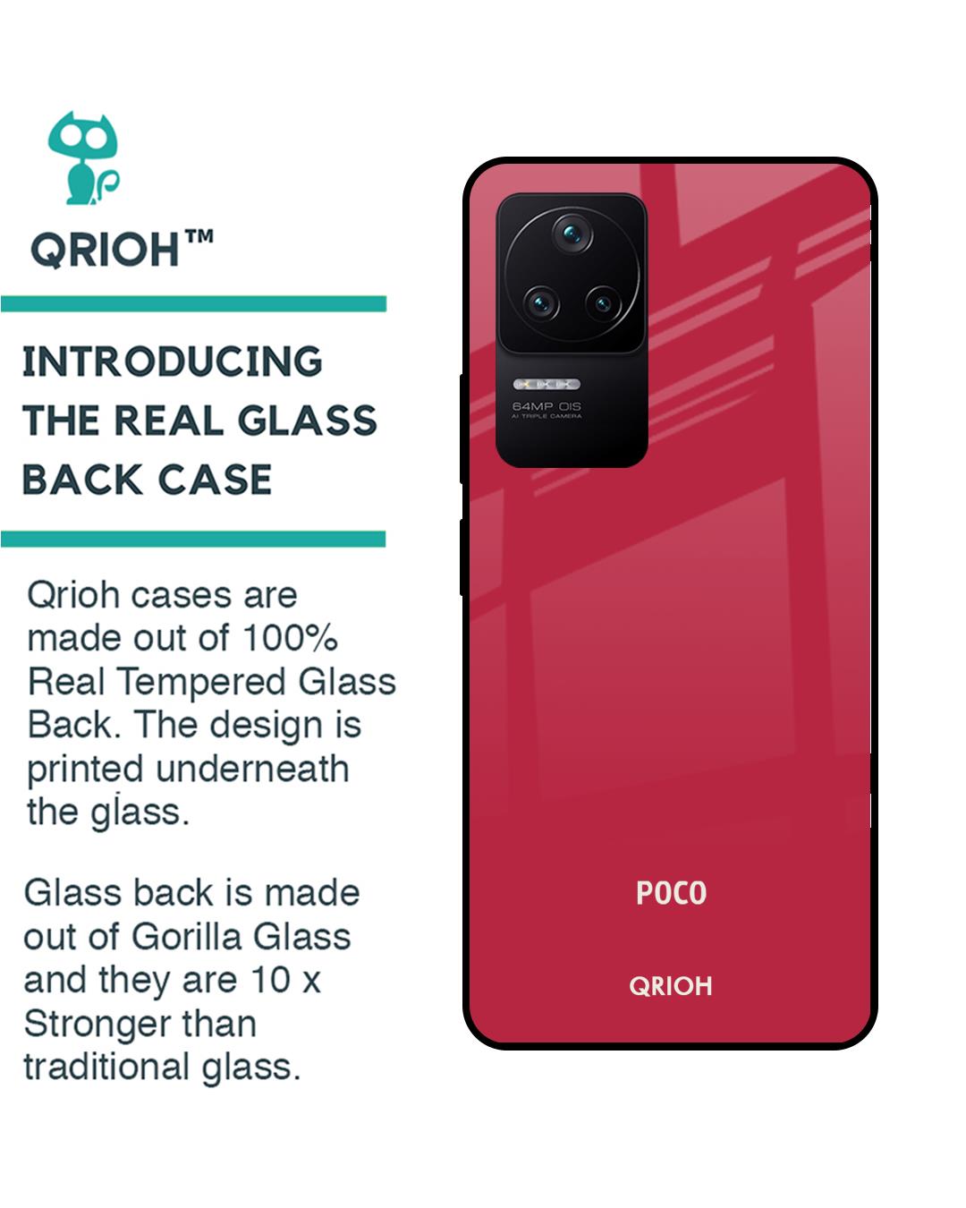 Shop Solo Maroon Premium Glass Case for Poco F4 5G (Shock Proof, Scratch Resistant)-Back