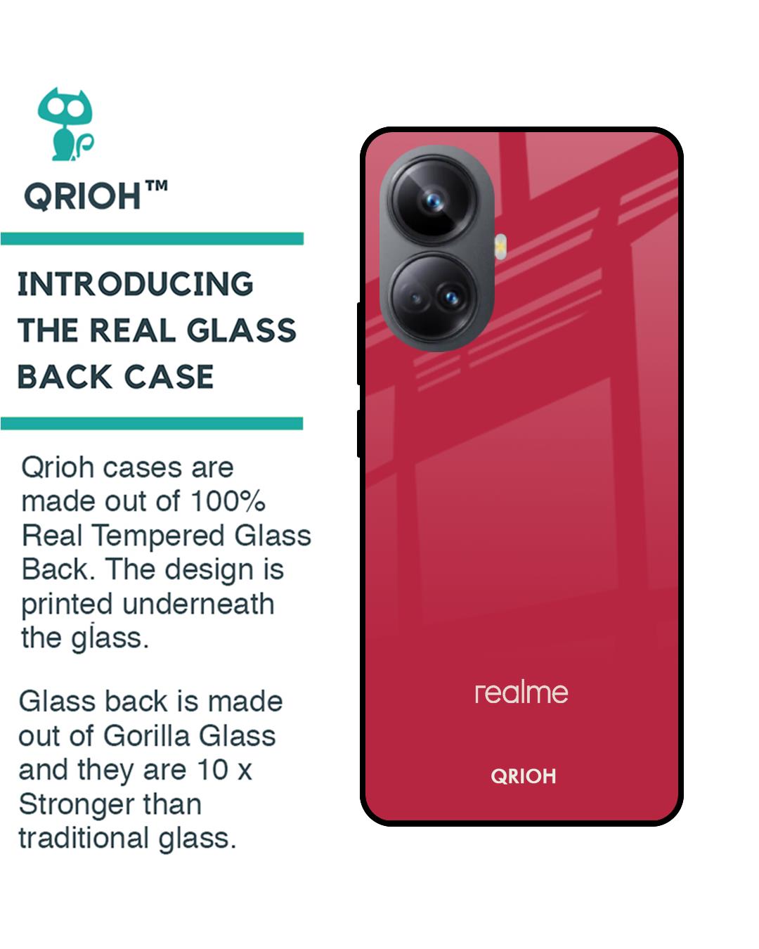 Shop Solo Maroon Premium Glass case for Realme 10 Pro Plus 5G (Shock Proof,Scratch Resistant)-Back
