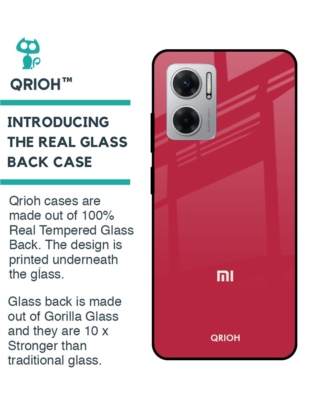 Shop Solo Maroon Premium Glass case for Redmi 11 Prime 5G (Shock Proof,Scratch Resistant)-Back