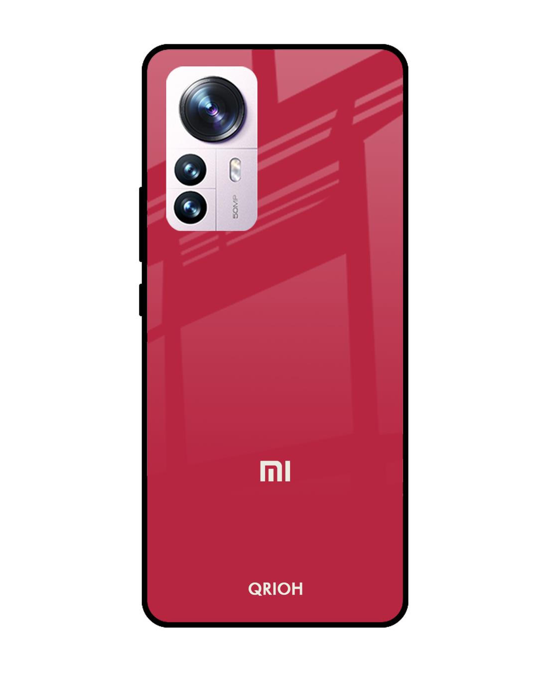 Shop Solo Maroon Premium Glass Cover for Mi 12 Pro 5G (Shockproof, Light Weight)-Back