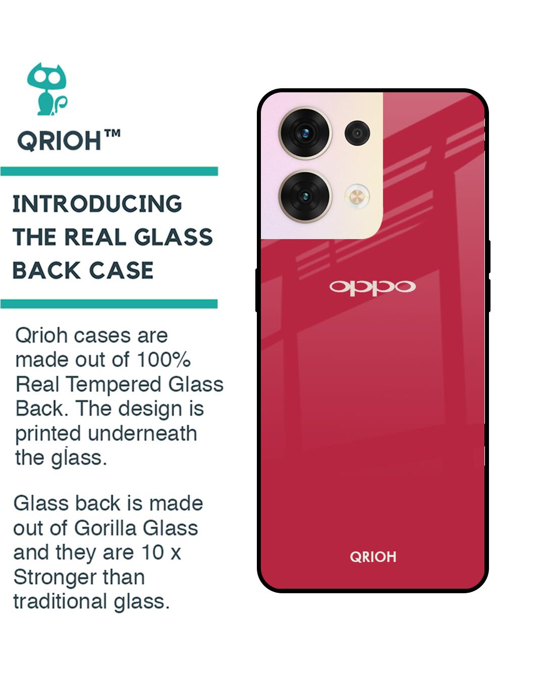Shop Solo Maroon Premium Glass Cover for Oppo Reno8 5G (Shockproof, Light Weight)-Back