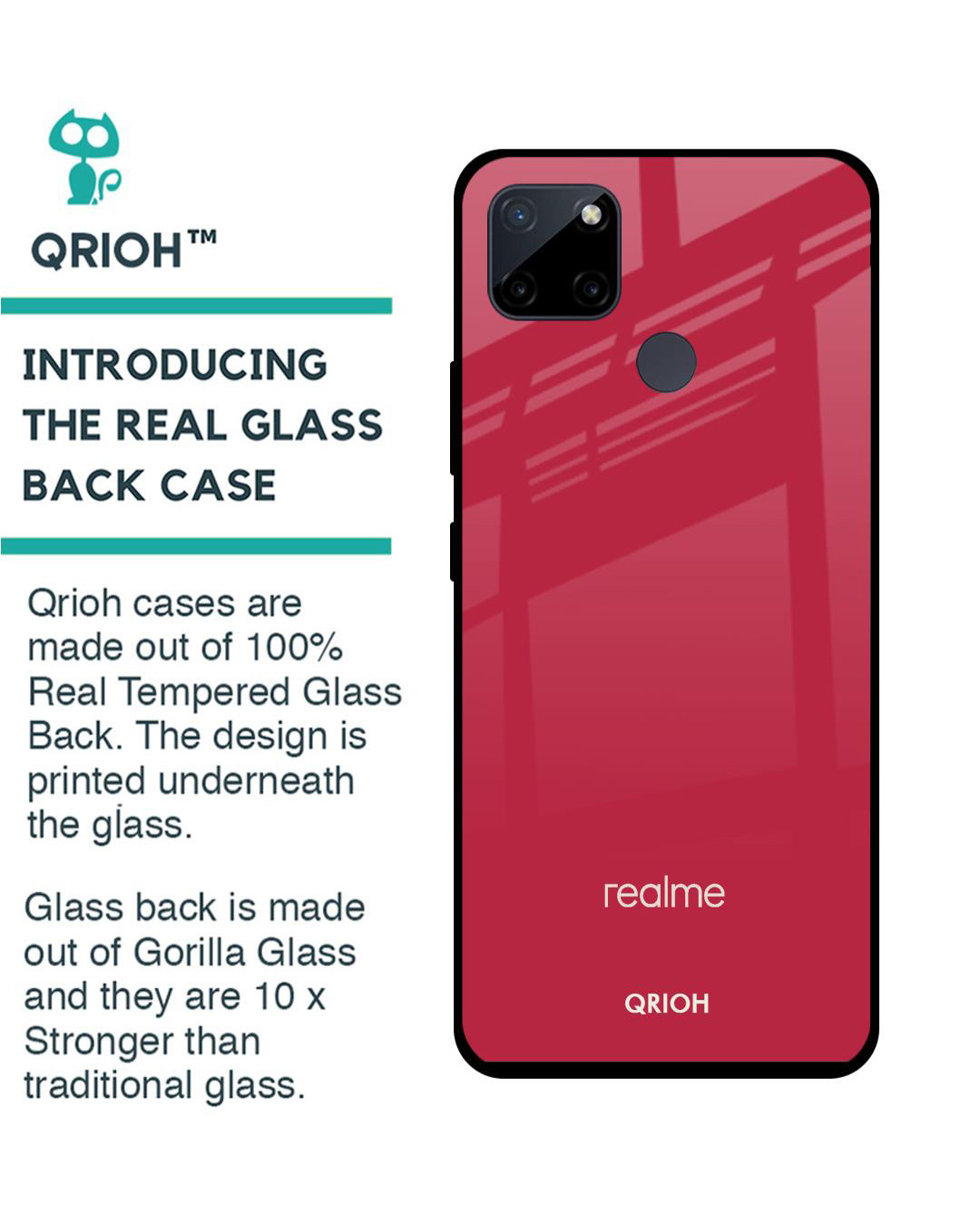 Shop Solo Maroon Premium Glass Cover for Realme C21Y (Shockproof, Light Weight)-Back