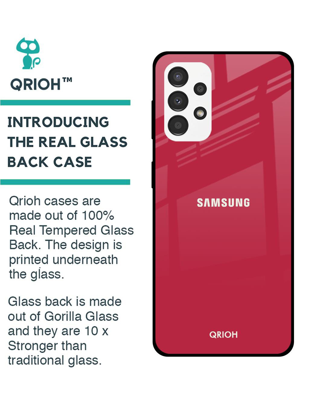 Shop Solo Maroon Printed Premium Glass Cover for Samsung Galaxy A13 (Shockproof, Light Weight)-Back