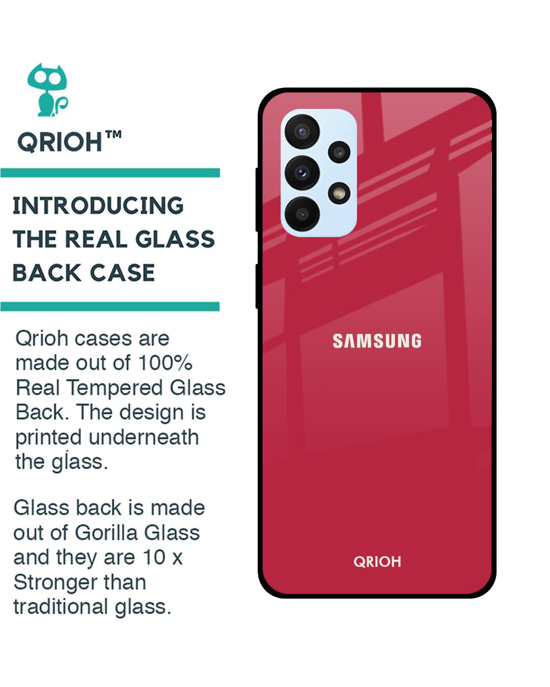 Shop Solo Maroon Printed Premium Glass Cover for Samsung Galaxy A23 (Shockproof, Light Weight)-Back