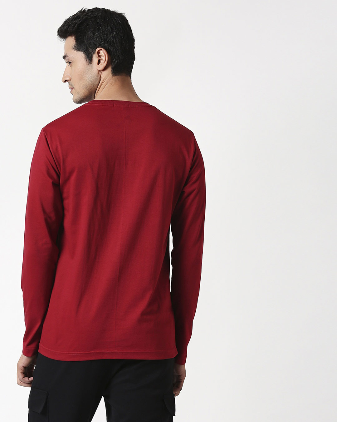 Shop Somewhere on Earth Full Sleeve T-Shirt Cherry Red-Back