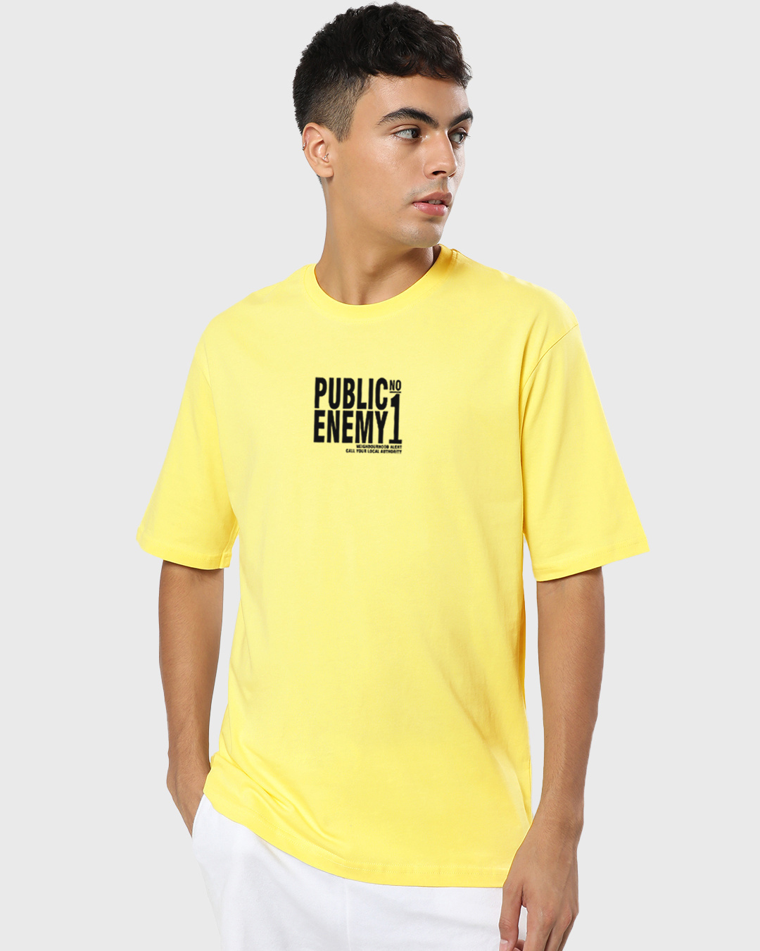 Shop Men's Yellow Soul Reaper Typography Oversized T-shirt-Back