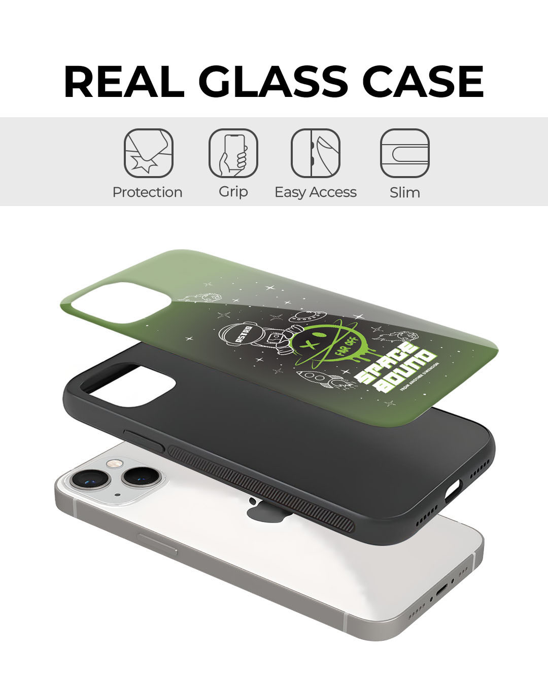 Shop Space Bound Premium Glass Cover for Apple iPhone 12-Back